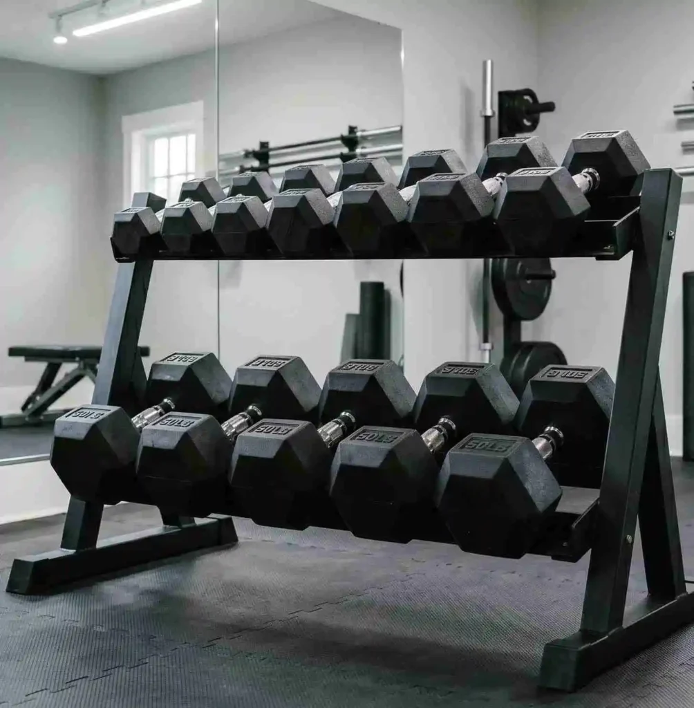 dumbbell rack with weights